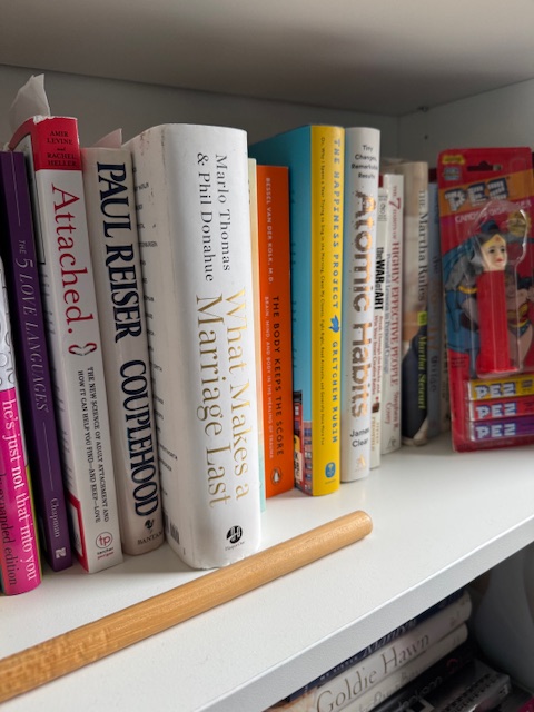 row of books on a shelf